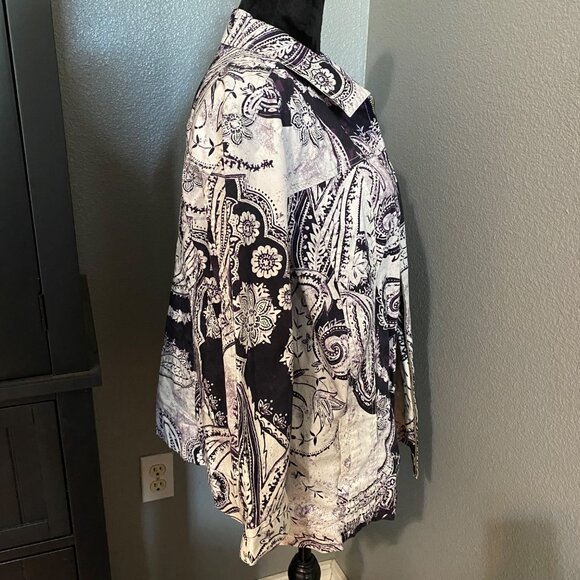 Chico's Jacket Womens Size 3 XL Paisley 3/4 Sleeves Pockets Lightweight Travel - Picture 8 of 9